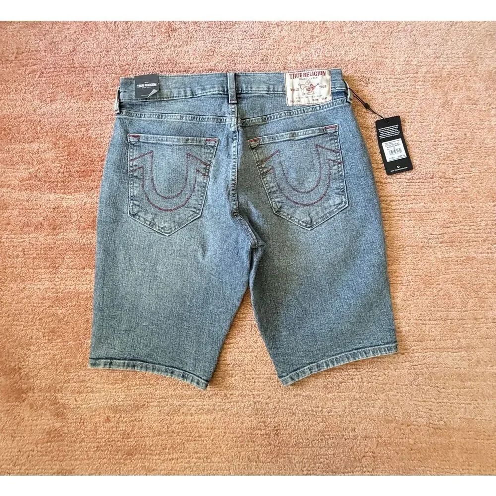 NWT True Religion Ricky Relaxed Straight Denim Shorts W32 Light Wash Men’s